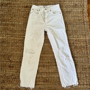 Re/done white straight leg jeans